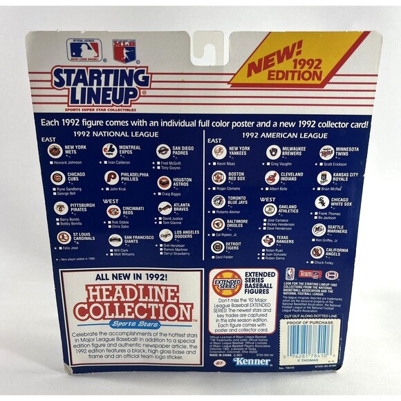 Vintage 1992 Starting Lineup Frank Thomas Chicago White Sox New Factory Sealed - Picture 2 of 9